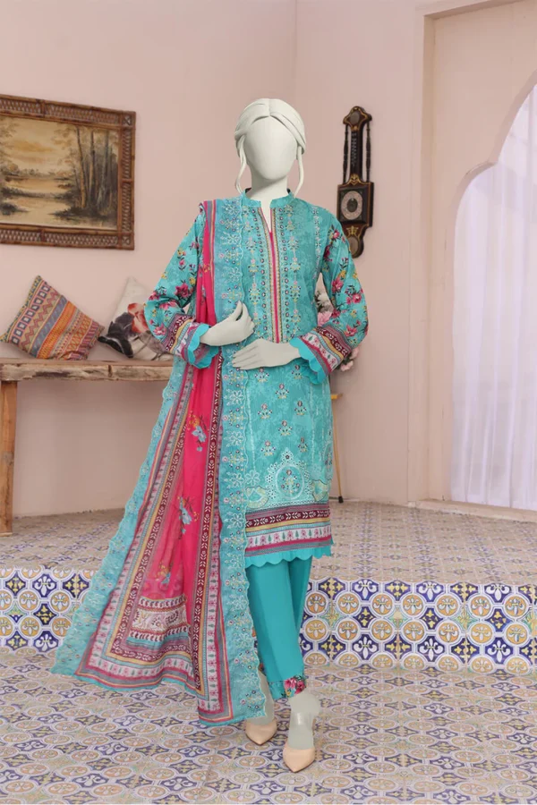 Almeerah Printed Collection Aqua Mint Breeze Embroidered Cutwork Vol 4
