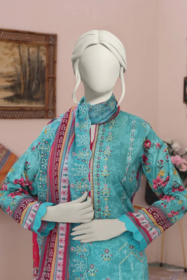 Almeerah Printed Collection Aqua Mint Breeze Embroidered Cutwork Vol 4 - Image 2
