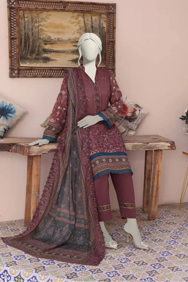 Almeerah Printed Collection Blushed Meat Radiance Embroidered Cutwork Vol 4 - Image 2