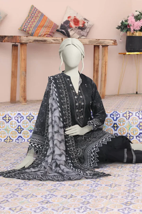 Almeerah Printed Collection Midnight Black Magic Embroidered Cutwork Vol 4 - Image 2