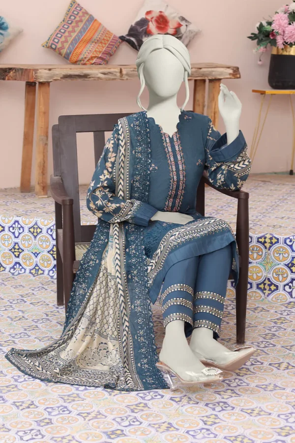 Almeerah Printed Collection Storm Blue Whisper Embroidered Cutwork Vol 4 - Image 2