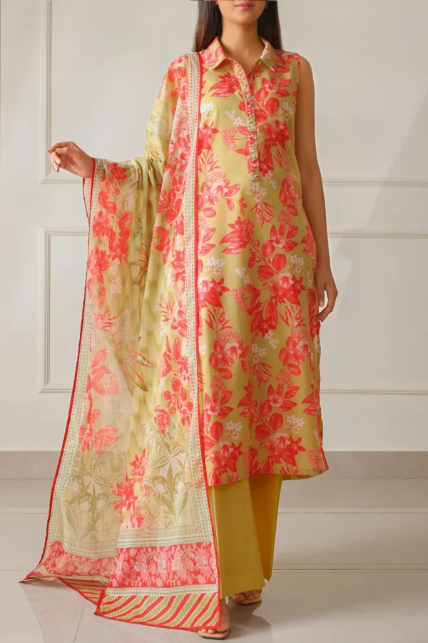 Saya U01-25067-08A Unstitched Printed Lawn 3 Piece - Image 3