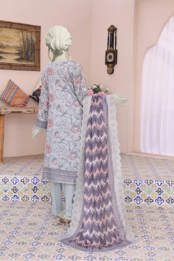 Almeerah Printed Collection Smoke Grey Drape Embroidered Cutwork Vol 4 - Image 3