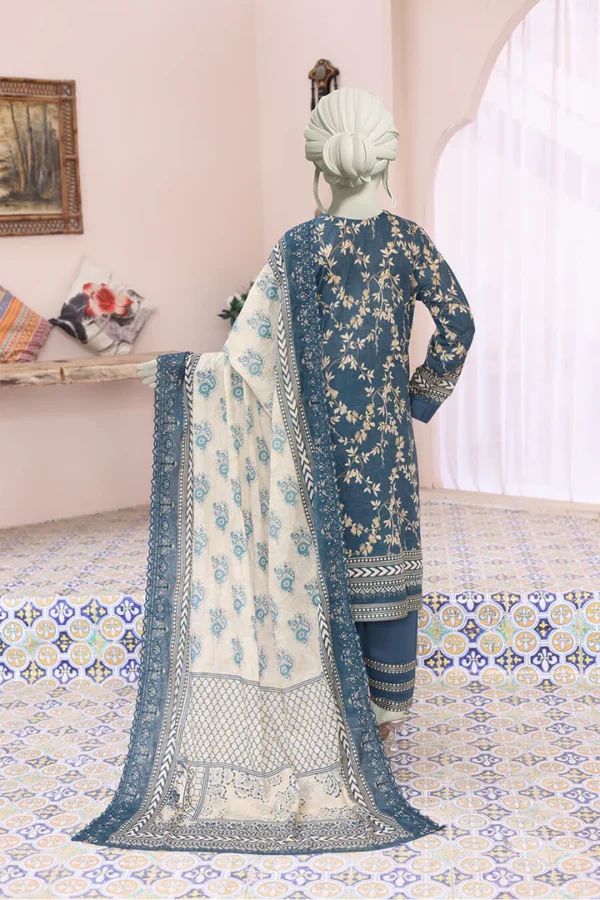 Almeerah Printed Collection Storm Blue Whisper Embroidered Cutwork Vol 4 - Image 3