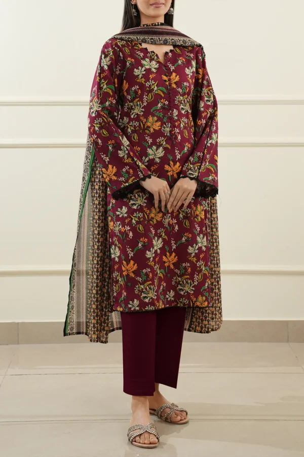 Saya U01-25397-09A Unstitched Printed Lawn 3 Piece - Image 4