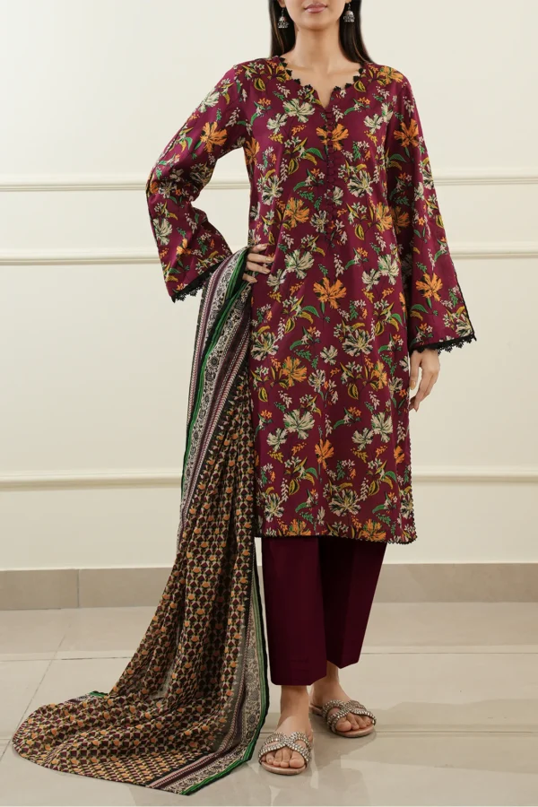 Saya U01-25397-09A Unstitched Printed Lawn 3 Piece - Image 5