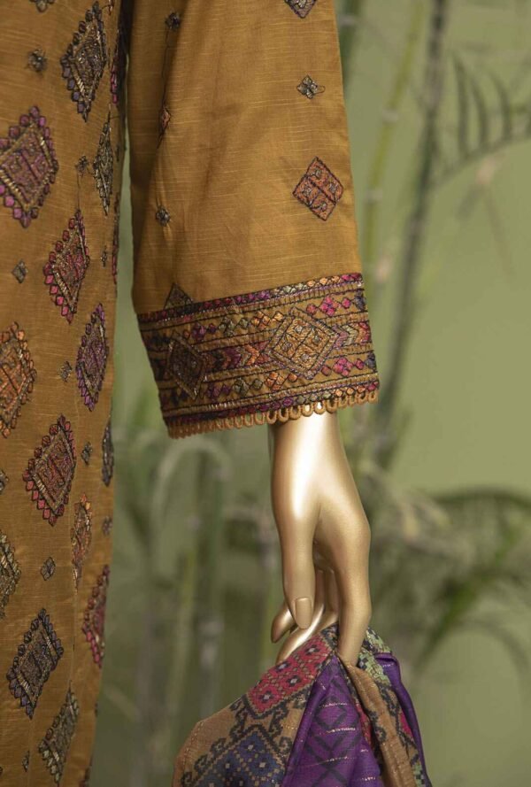 Dastan Slub by HZ Textiles Embroidered Lawn Suit Unstitched 3 Piece DSE-04 Vol-03 - Summer Collection - Image 3