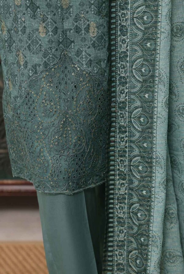 Majestic by HZ Textiles Embroidered Jacquard Suit Unstitched 3 Piece MJE-08 - Summer Collection - Image 4